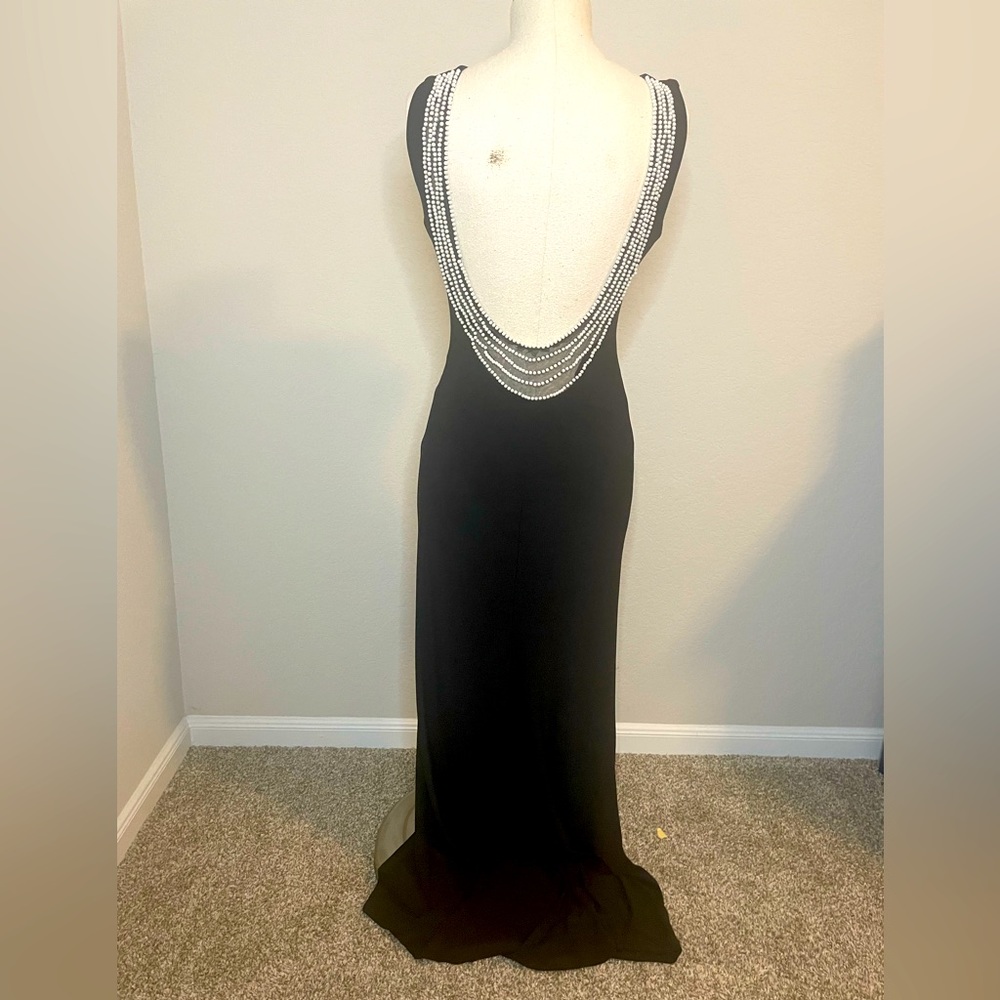 Beautiful Open Back Black Long Dress